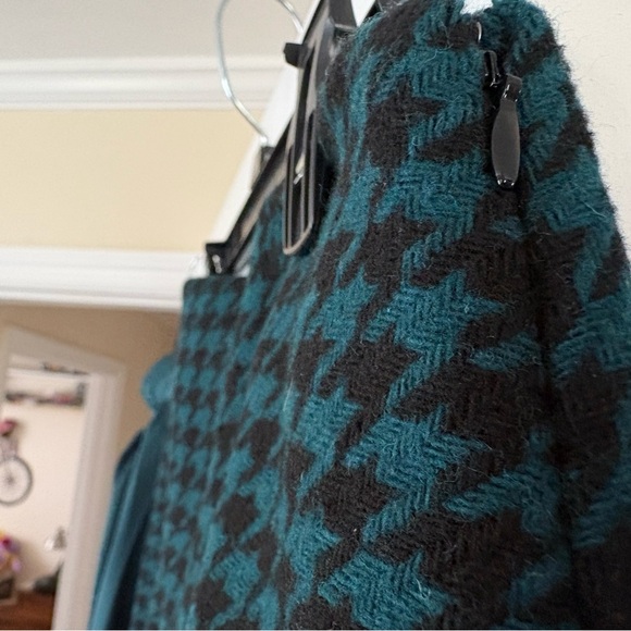 LOFT Teal Bow Blouse & Teal/Black Houndstooth Skirt Set - Picture 5 of 6